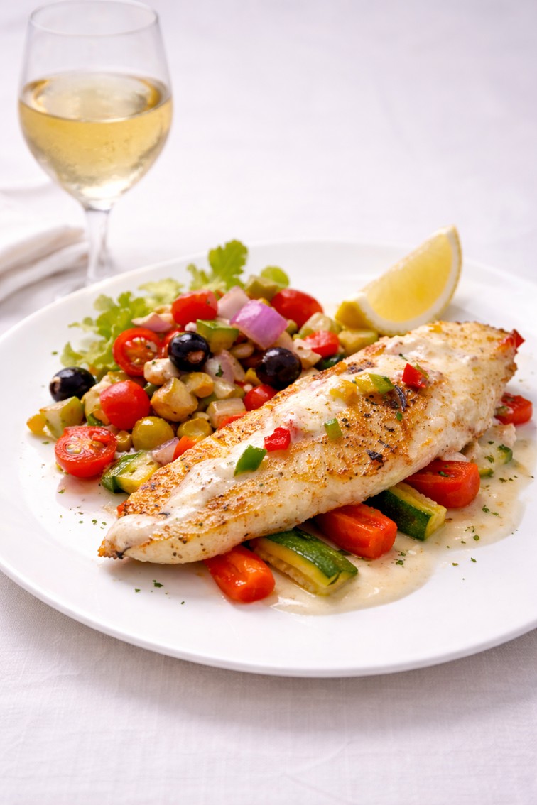 Pan-Fried Snow Fish, Grape Cream Elegance and German Wines